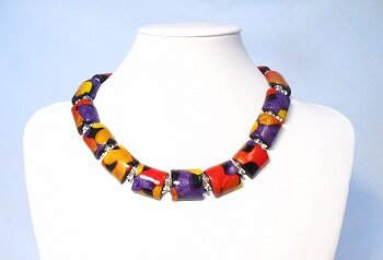 Mica shift polymer clay necklace